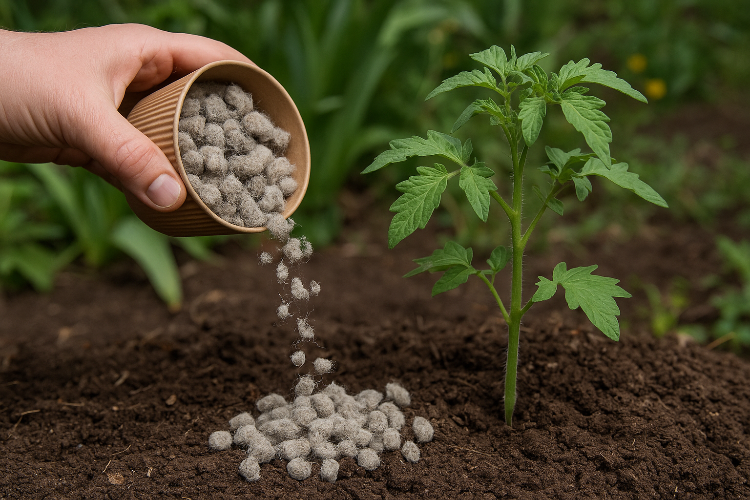 Pellet fertilizzante da lana di pecora