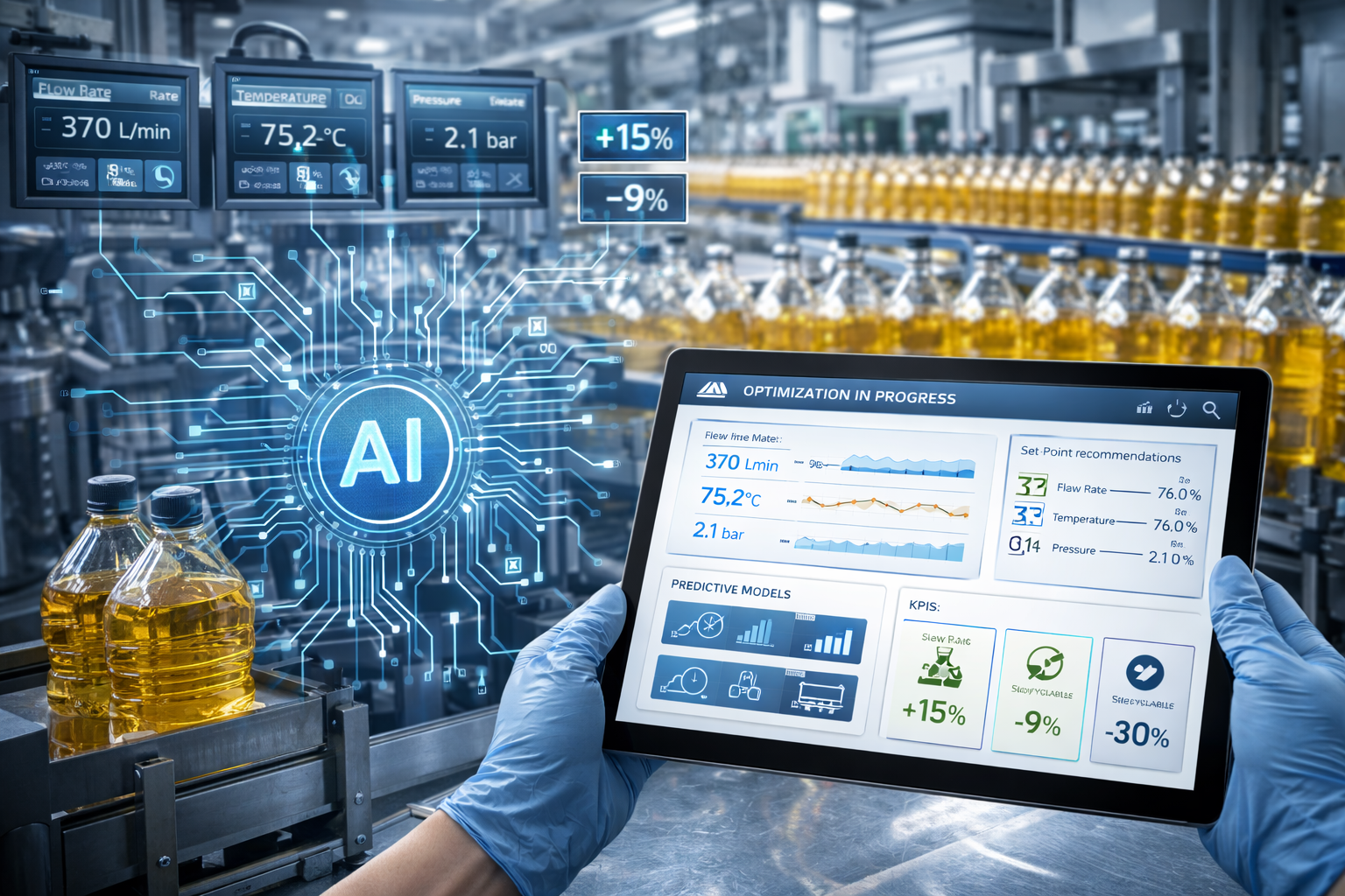 Ottimizzazione processi trasformazione oli alimentari tramite AI