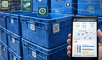 Tracciabilità digitale e impatto misurabile per box riutilizzabili - immagine generata con AI