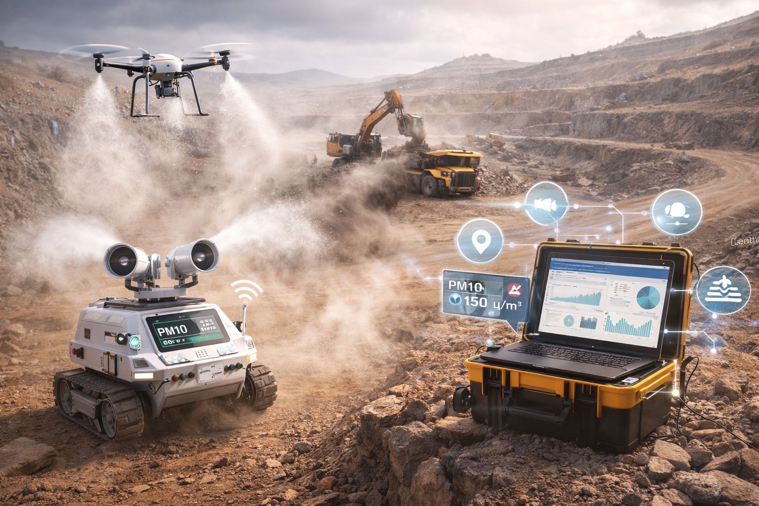 Soluzioni per monitorare e mitigare polveri PM10 in miniere