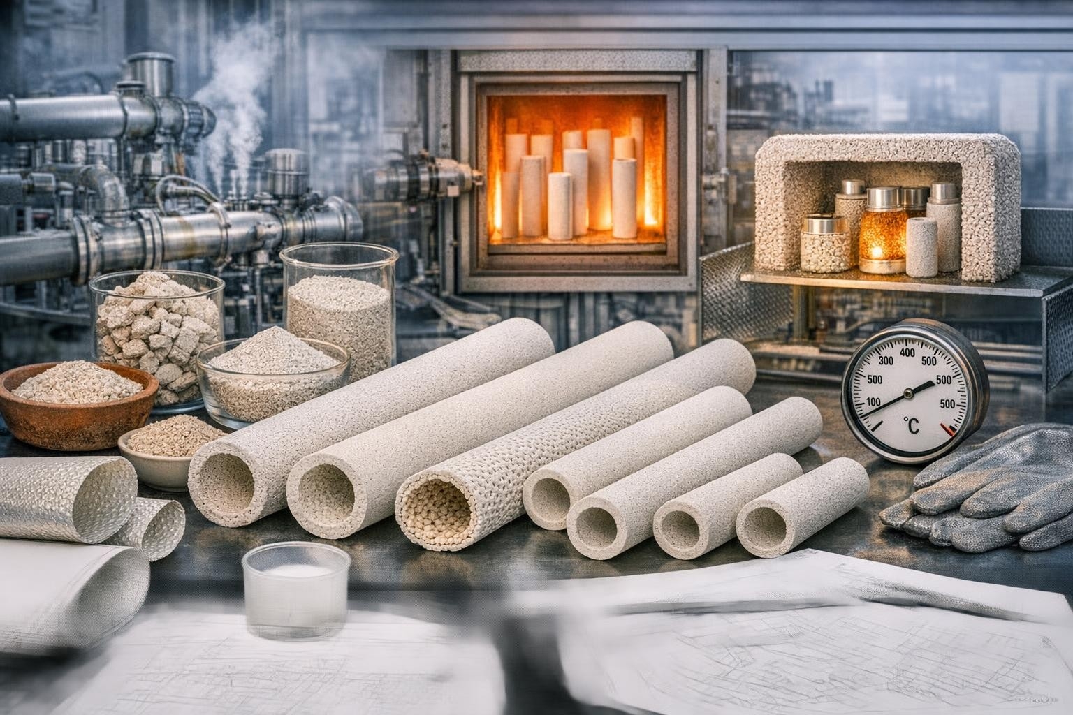 Candele ceramiche porose da ceramica riciclata per applicazioni industriali