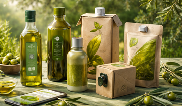 Packaging intelligente e sostenibile per l’olio EVO - immagine generata con AI