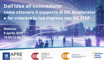 Vai alla notizia 9 aprile - I finanziamenti EIC Accelerator e EIC STEP Scale up